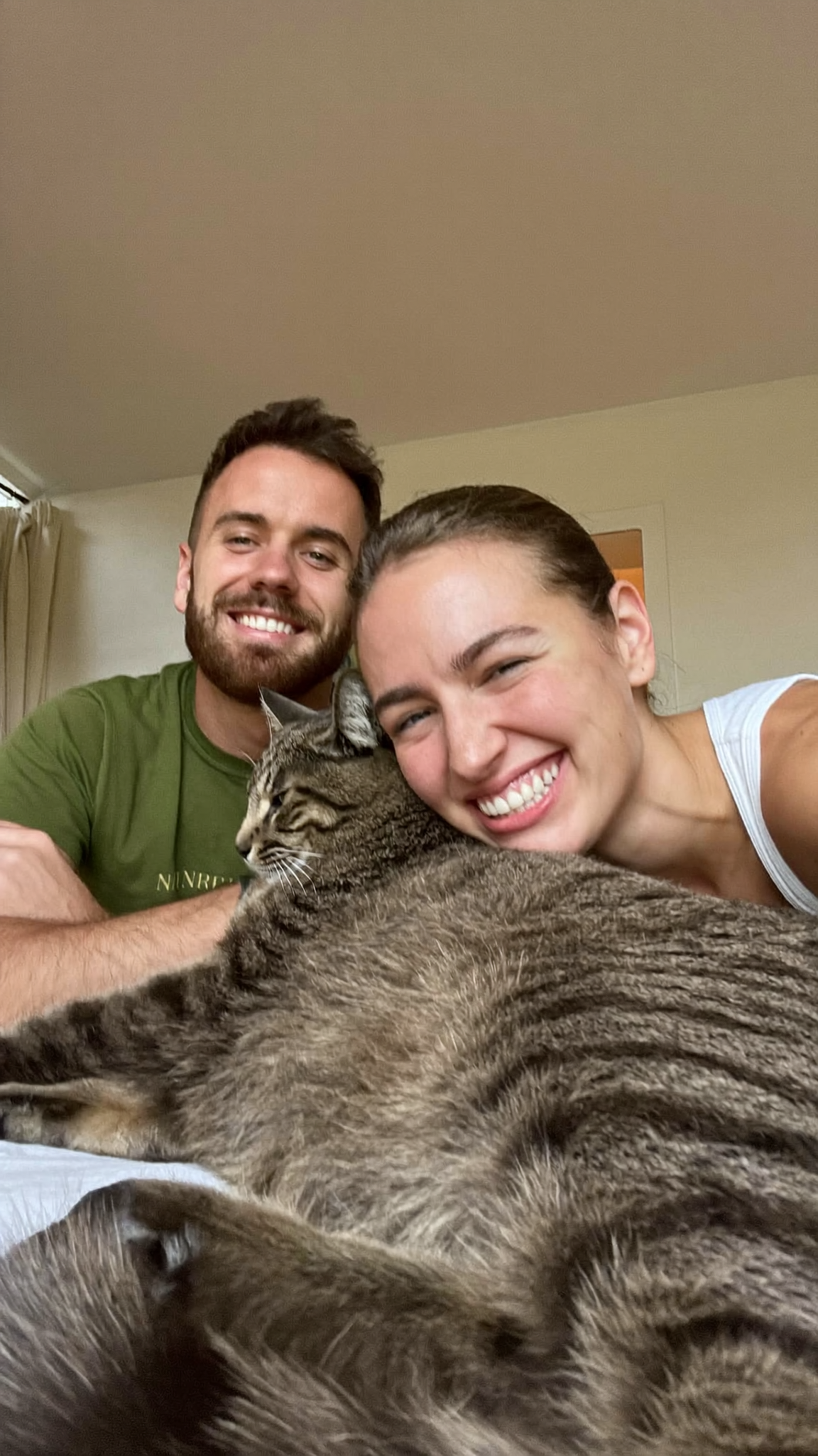 Lifestyle image of a cat and owner at home